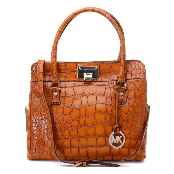 michael kors astrid stor satchel mørk valnøtt crocodile-pregede Ny Stil o3qe5